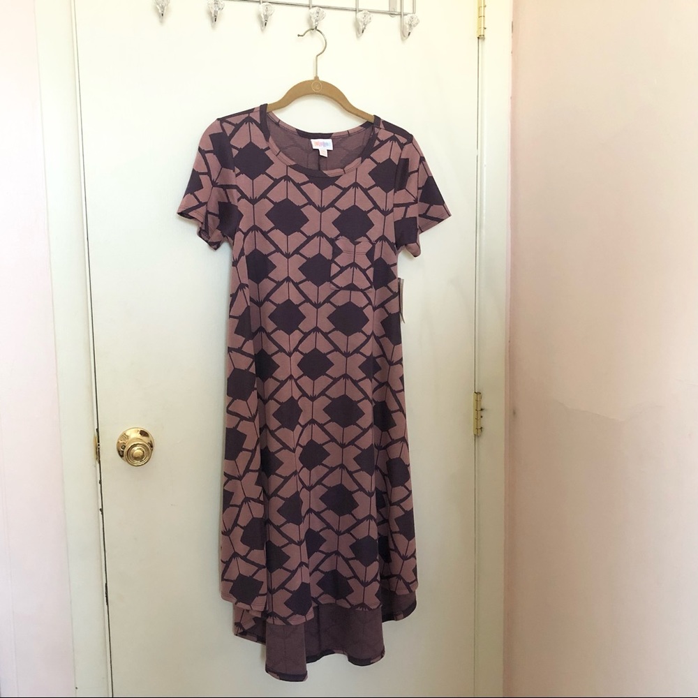 LulaRoe Carly Pink and Purple high-low dress